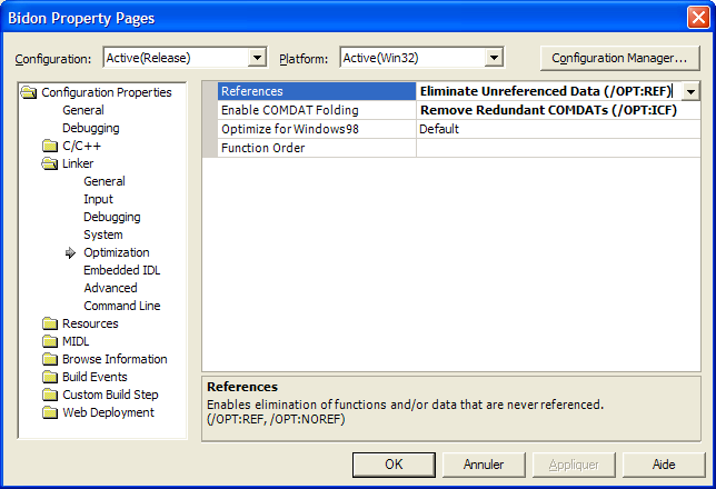 rubrique Linker, Optimization